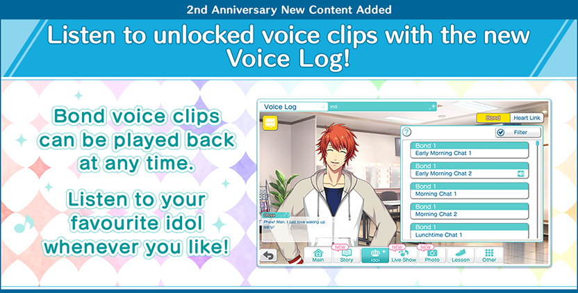 Listen to unlocked voice clips with the new Voice Log!